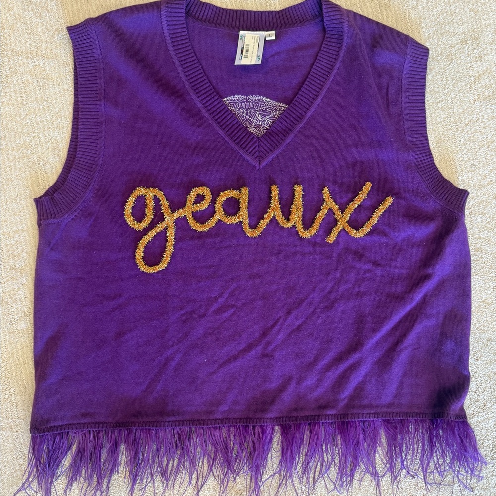 QUEEN OF SPARKLES Purple Sweater with Gold Detail